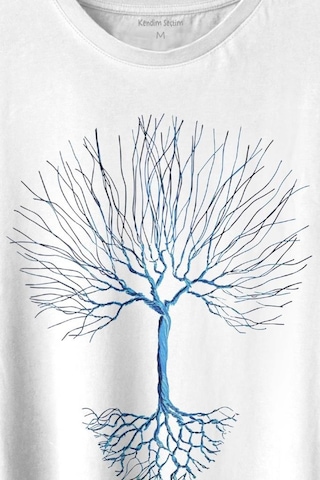 Nature Hayat Ağacı Kuru Ağaç Kökü Baskılı Tişört Unisex T-shirt 001