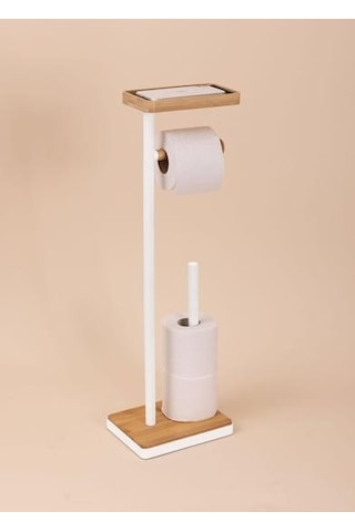 The Mia Bambu Tepsili Tuvalet Kağıdı Standı Beyaz Glv0757 Beyaz