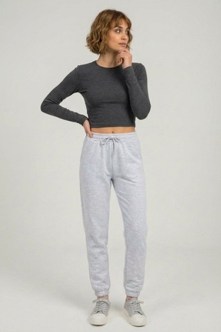 Defys Kadın Lastikli Paça Cepli Regular Fit Jogger Eşofman Altı Gri Melanj - 503972692 GRİ MELANJ