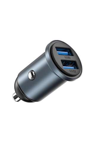 Wiwu Wi-cc031 Nano Lite Serisi Dual Usb-a Hızlı Şarj Özellikli Araç Şarj Aleti Pd 12w Gri