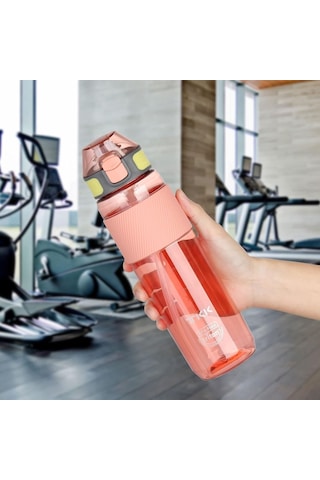 Tkk Pembe Silikon Pipetli Tritan Matara/Suluk 800 ML - Kamp Matarası - Çocuk Ve Yetişkin