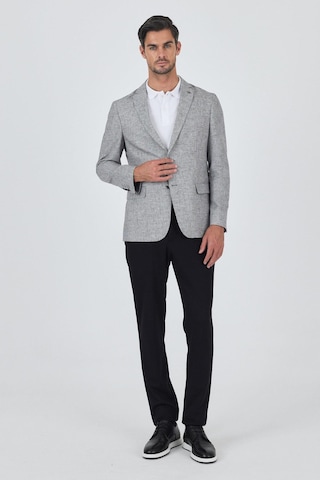 İmza Kazayağı Desen Bez Ayağı Mono Yaka Yarım Astar Keten Karışımlı 6 Drop Slim Fit Ceket 1002250102 Siyah