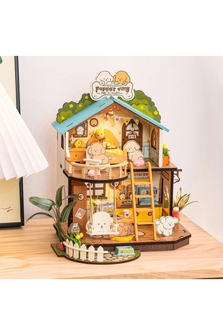 Rolife Dg169 Yavru Köpeğin Sevimli Evi Puppy's Cozy Villa Dıy Minyatür Maket Modelset Mini Dollhouse 3d Model Kit Detaylı Dekoratif Hobi Seti 3d Puzzle Tiny House