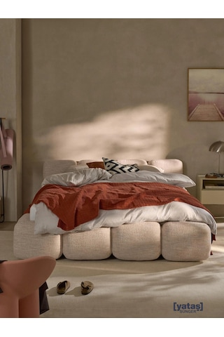 Most Oktagon Bazalı Mdf Karyola 180x200 Bej Bukle Kumaş İşbir Kuştüyü Sünger Evinize Teslim 180 x 200