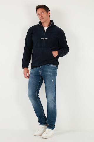 Buratti Regular Fit Yarım Fermuarlı Dik Yaka Yumuşak Dokulu Erkek Sweat 59060661 Lacivert