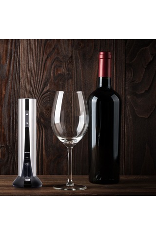 Monyee Stahl Elektronik Şarap Açıcı Usb Şarjlı - 60 Şişe Kapabilite, Folyo Kesici İle Gümüş Gümüş