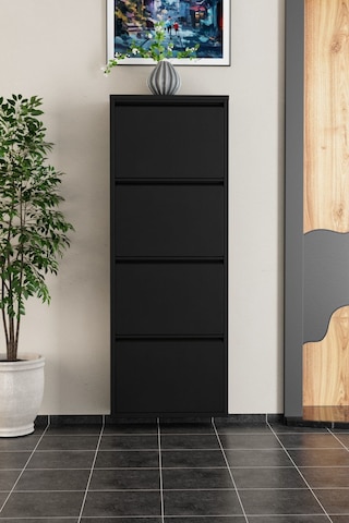 4 Kapaklı Metal Ayakkabılık Siyah Siyah