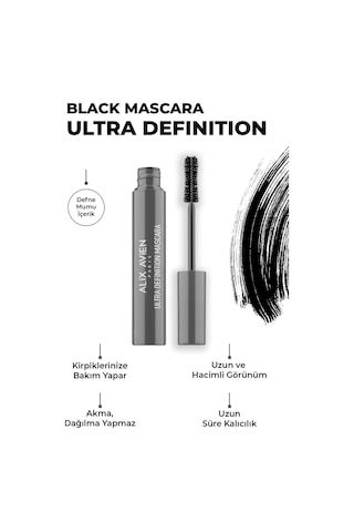 Alix Avien Dolgun Kirpik Kıvrım Ve Hacim Verici Kalıcı Etkili Siyah Maskara Ultra Definiton Mascara Black