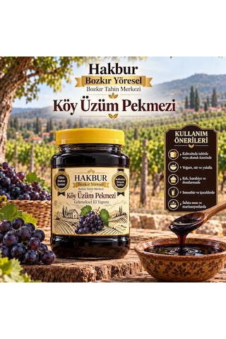 Bozkır Tahin Merkezi Geleneksel Üzüm Köy Pekmezi Glikoz İçermez Katkısız 950 G