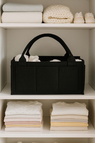 Siyah Keçe Anne Bebek Bakım Çantası Yenidoğan İçin Organizer Düzenleyici Siyah