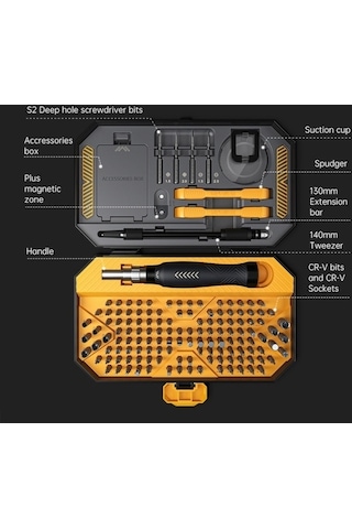 Fastbuy Jm-8183 145 Adet Manuel Çok Amaçlı Alet Seti, Pratik Tornavida Topu