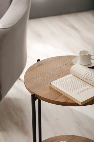 Arpelia Yuvarlak Tablalı İki Katlı Sehpa Q42x60 Cm