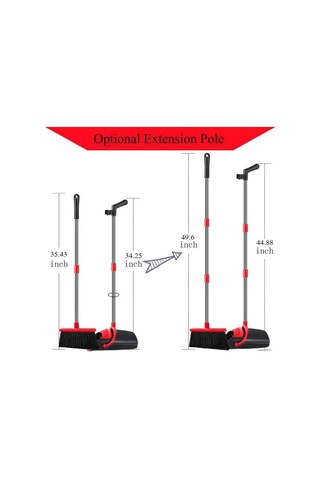 Üretici Toptan Ev Seti Süpürge Ve Faraş Kombinasyonu Yapışmaz Saç Süpürgesi Katlanır Süpürge Uzun Kazıyıcı Faraş Siyah