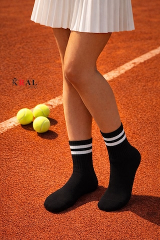 Kral Socks Erkek Kadın 3 Çift Çizgili Kolej Tenis Çorabı Pamuklu Terletmez Çorap Asorti