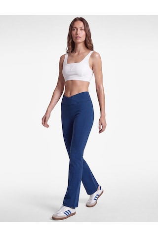 Koton Slim Fit Yüksek Bel İspanyol Paça Spor Tayt Lacivert 7wak40103nk