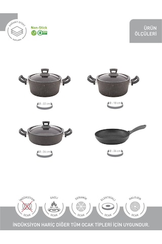 Hascevher Germanitium 7 Pcs Granit Set 1822ten26kar26tv Siyah