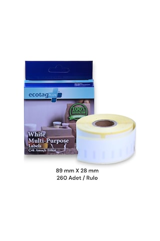 Ecotagplus Dymo Lw Etiket 89 MM X 28 MM - Beyaz-260 Adet