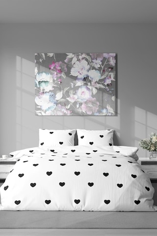 Pamuklu Çift Kişilik Nevresim Seti Nevresim Ve Yastık Kılıfı Çarşafsız Siyah Kalp Desenli Kırmızı