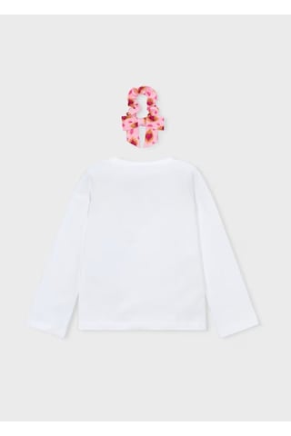 Mayoral Tokalı Uzun Kollu Kız Çocuk T-shirt 3020 Beyaz