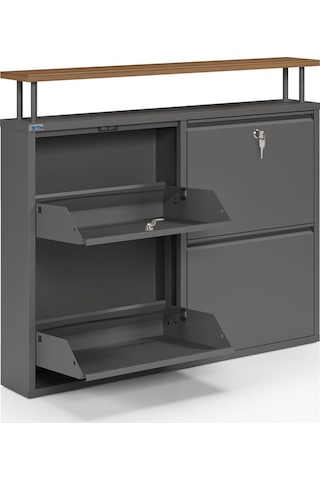 Ceha Kilitli Tablalı 4'lü Metal Ayakkabılık - Füme K.AYK-2.4/AC/P 7979/KL