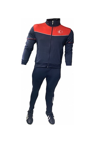 Erkek Lacivert Türkiye Bayrak Logo Baskılı Günlük Fitness Spor K