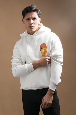 Regular Fit Kapşonlu 3 İplik Kalın İçi Polarlı Kangru Cepli Baskılı Erkek Sweatshirt 001