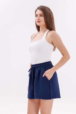 Genius Store Genıus Store Kadın Şort Aerobin Pamuklu Cepli Çekmez Kumaş Beli Lastikli Şort Lacivert