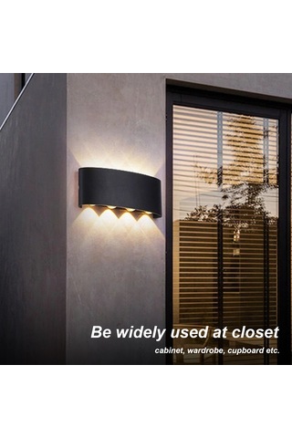 Hangfox Siyah 6 Ayağlı Led Duvar Lambası - Koridor Merdiven Işığı, Ip65 Su Geçirmez, 6w Islak Beyaz Işık Ilık Beyaz