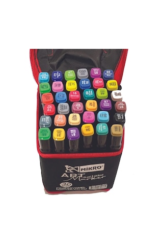 Mikro Çift Uçlu Fosforlu Kalem Art Marker 36 Renk Çok Renkli