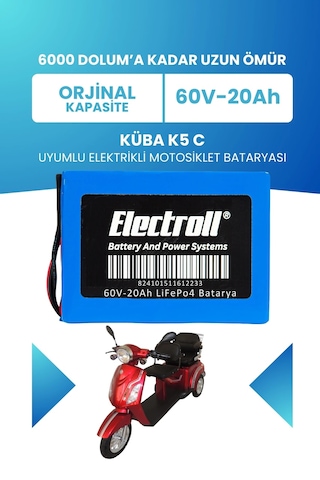 Küba K5 C Uyumlu Batarya Standart Kapasite Lifepo4 60v 20ah Elektrikli Motosiklet Bataryası