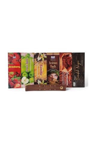 Srtrawberry, Apple, Vanilla, Arabian Qudh, Cinnamon, Sandal 6x20 Tütsü-hediyeli