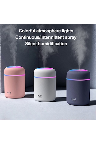 Skycity Usb Taşınabilir Hava Nemlendirici 300ml - Renkli Işık, Sürekli/aralıklı Sprey, Sessiz Çalışma, Zamanlayıcı Kapatma, Beyaz