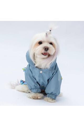 Pawstar Gri Victoria Polarlı Su Geçirmez Küçük Irk Köpek Yağmurluğu