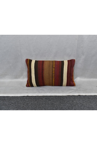 Zehra Abla Halı Yeni El Dokuma Dekoratif Lumbar Kilim Kırlent Yastık Kılıfı 6843 Çok Renkli