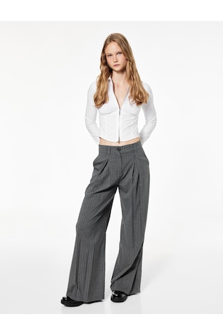 Koton Slim Fit Uzun Kollu Korse Görünümlü Fermuarlı Crop Gömlek Beyaz 7wal60007ıw