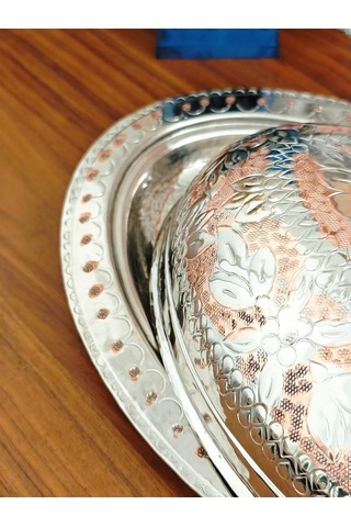 Modabakir Bakır Işlemeli Kapaklı Iskender Tabak 25 Cm