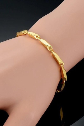 Bamboo Gold Kaplama Küp Erkek Çelik Bileklik Künye Eck05Bsr Altın