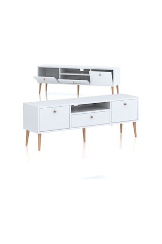 Mbes Mobilya Beyza Ahşap Ayaklı 140 Cm Beyaz Tv Sehbası