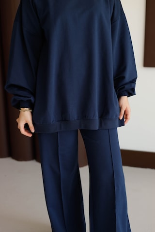 Moonsc Kadın Oversize 2 İplik Tesettür Takım Lacivert