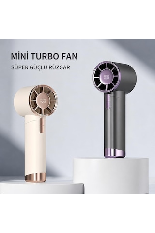 Coverzone El Fanı Taşınabilir Şarjlı Dijital Göstergeli 5 Ayarlanabilir Hız Kademeli Taşınabilir Soğutucu Fan