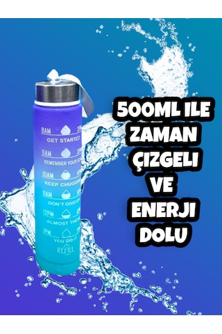Motivasyonel Su Matarası Mor Suluk 500ml Spor Salonu Su Şişesi