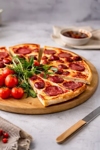 Bambu 30 Cm Yuvarlak Pasta Pizza Sunum Tabağı Kahvaltılık Kahverengi