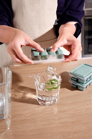 12 Hazneli Bas Çıkar Buzluk & Buz Kabı Beyaz Beyaz