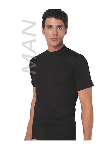 Erkek Siyah Süprem Yarım Kollu % 100 Pamuklu Fanila 3'lü Paket 110-3s Siyah