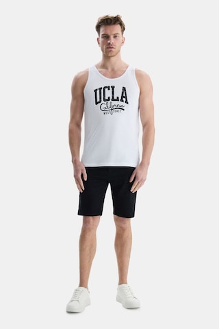 Ucla Pebble Beyaz Sıfır Kol Baskılı Oversize Erkek Tshirt Beyaz