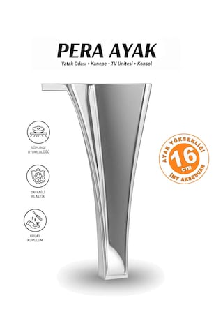 Pera 16 Cm Krom Mobilya Koltuk Yatak Odası Tv Ünitesi Dolap Konsol Ve Sehpa Ayağı Krom