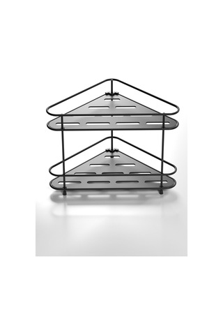 Teknotel 2 Katlı Köşe Banyo Mutfak Düzenleyici Kozmetik Standı Mat Siyah Eg224 Siyah