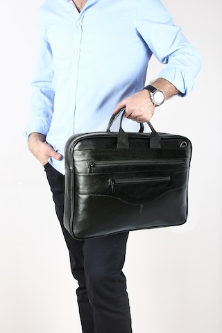 Bay Pablo C165 Siyah Hakiki Deri Laptop Evrak Çantası Siyah