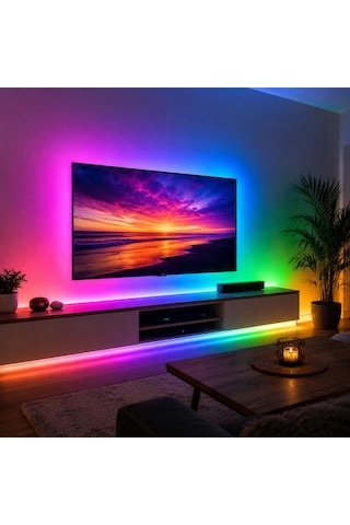 Cata Ct-4566 Rgb Şerit Led Seti Usb Kumandalı Renk Değiştiren Dekoratif Tv Gaming Led Aydınlatma Beyaz