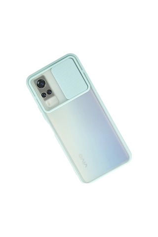 Uryport Vivo Y53s Kılıf Palm Buzlu Kamera Sürgülü Silikon - Turkuaz